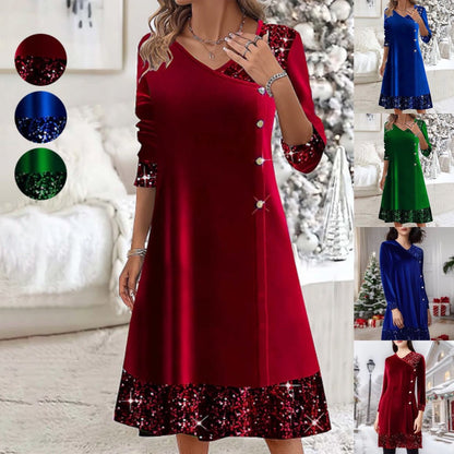 👗 Jesienno-zimowe złote aksamitne sukienki dla kobiet