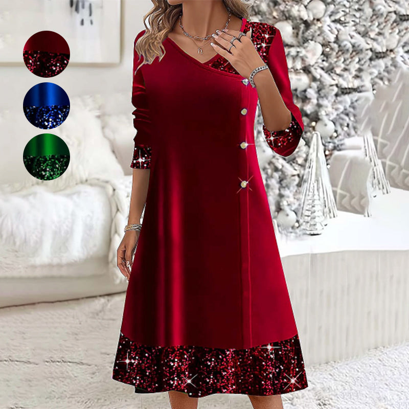 👗 Jesienno-zimowe złote aksamitne sukienki dla kobiet