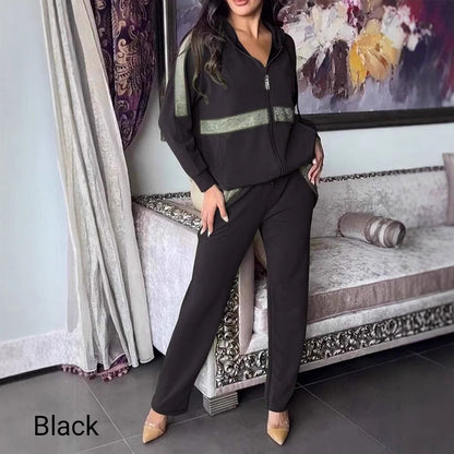 Casualowy dwuczęściowy komplet damski w jednolitym kolorze