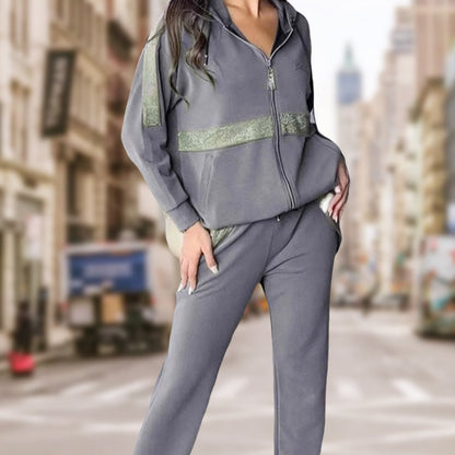 Casualowy dwuczęściowy komplet damski w jednolitym kolorze