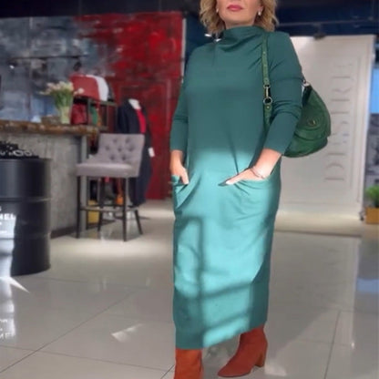 🎁 Damska sukienka z dekoltem w serek i kieszeniami