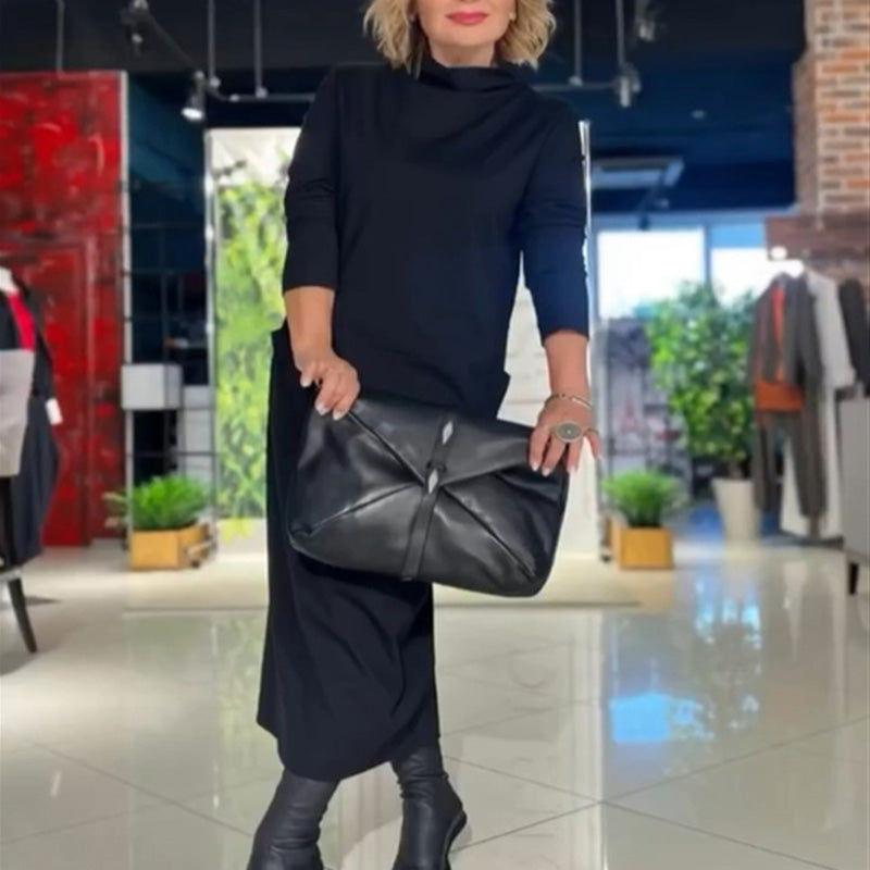 🎁 Damska sukienka z dekoltem w serek i kieszeniami