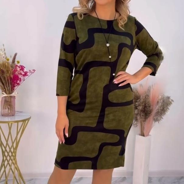 Elegancka sukienka damska z okrągłym dekoltem