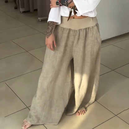 ✨Damskie spodnie z szerokimi elastycznymi nogawkami i kieszeniami