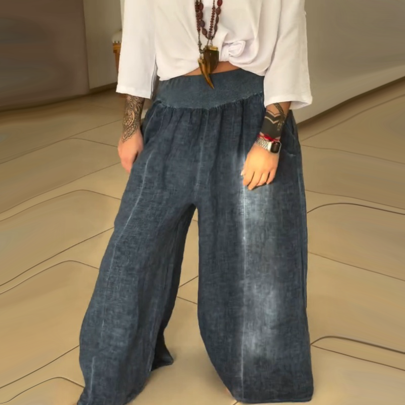 ✨Damskie spodnie z szerokimi elastycznymi nogawkami i kieszeniami