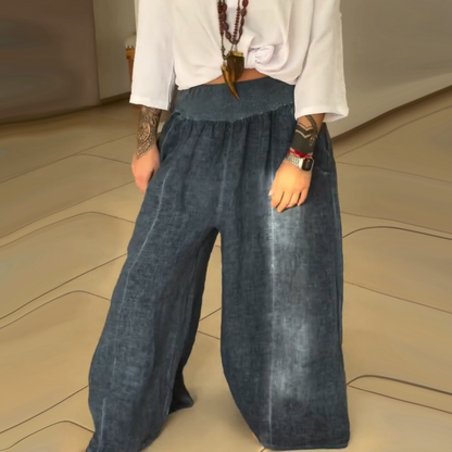 ✨Damskie spodnie z szerokimi elastycznymi nogawkami i kieszeniami