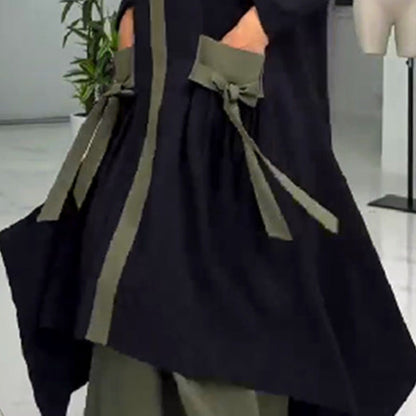 Elegancka damska luźna sukienka w bloki kolorów