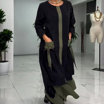 Elegancka damska luźna sukienka w bloki kolorów