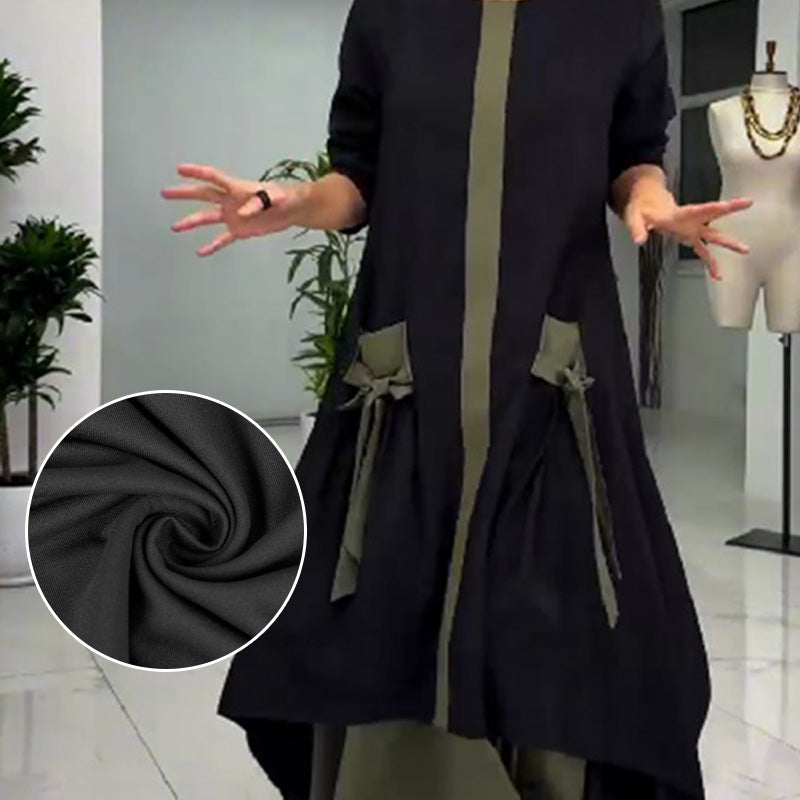 Elegancka damska luźna sukienka w bloki kolorów