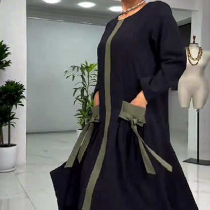 Elegancka damska luźna sukienka w bloki kolorów