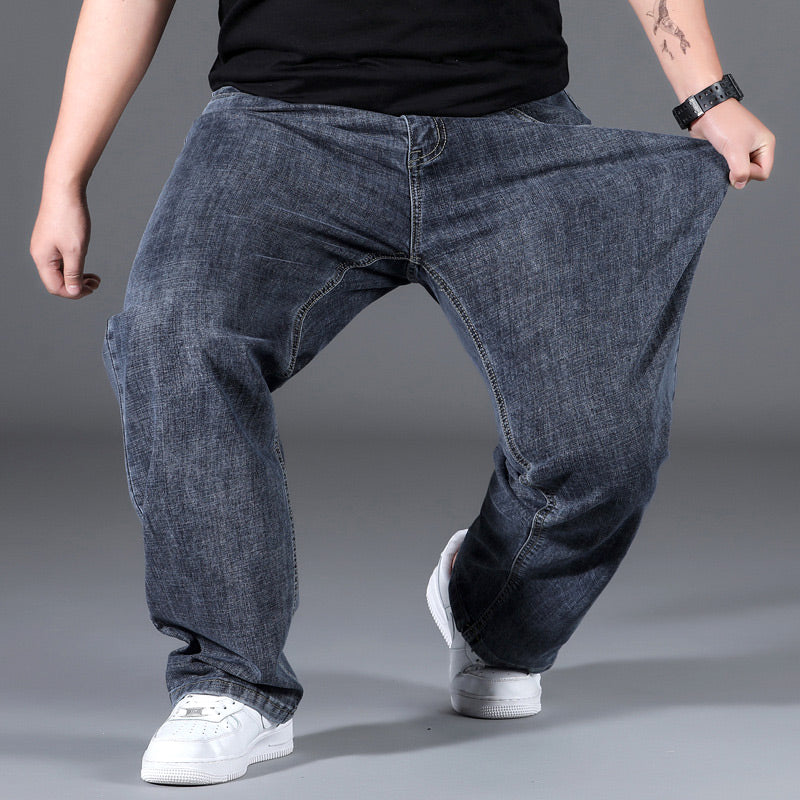 Stylowe, luźne jeansy z wysokim stanem i prostą nogawką