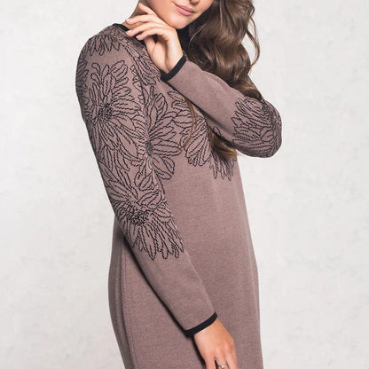 💃2025 Nowość w przedsprzedaży✨Nadrukowana prosta sukienka z długim rękawem i dekoltem w serek