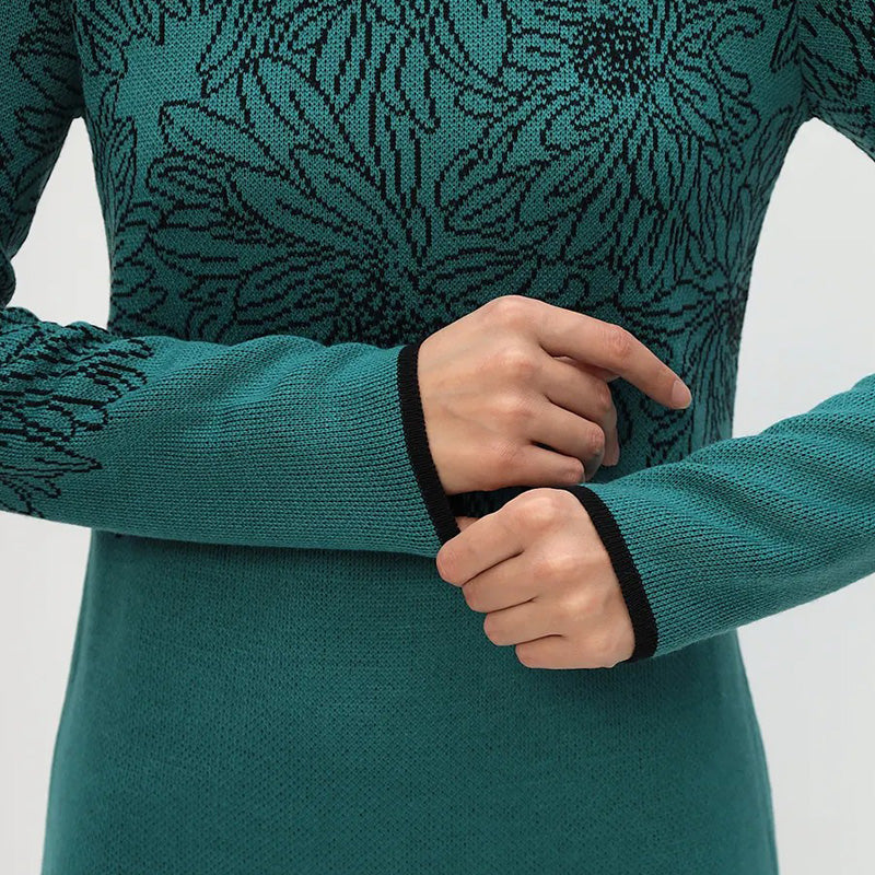 💃2025 Nowość w przedsprzedaży✨Nadrukowana prosta sukienka z długim rękawem i dekoltem w serek