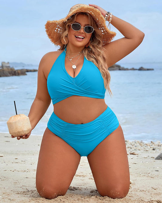 🔥👙Stroje kąpielowe modelujące brzuch, skromne bikini z wysokim stanem