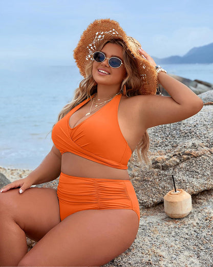 🔥👙Stroje kąpielowe modelujące brzuch, skromne bikini z wysokim stanem