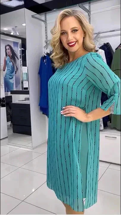 💝Modna damska sukienka z okrągłym dekoltem