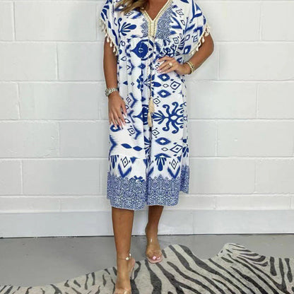 【S-4XL】💃Długa sukienka z frędzlami