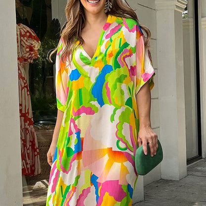 【M-XL】🌈Formalna sukienka z malowanym wzorem