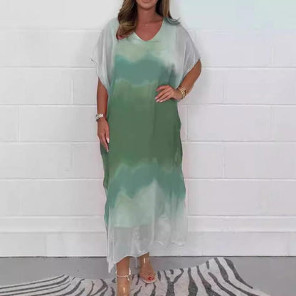 ✨【S-4XL】Wygodna damska sukienka szyfonowa w kolorze szarym