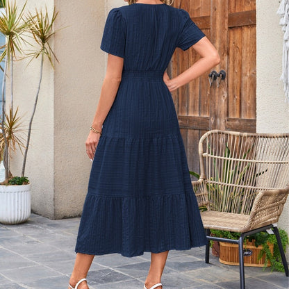 🔥👗Falbaniasta bawełniana sukienka w jednolitym kolorze