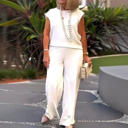 💖Bawełniany lniany top damski bez rękawów i spodnie