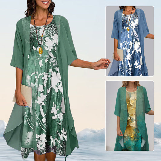 🔥👗Eleganckie dwuczęściowe sukienki szyfonowe w kwiaty