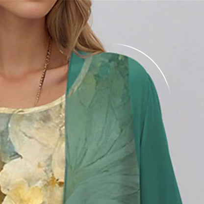 🔥👗Eleganckie dwuczęściowe sukienki szyfonowe w kwiaty