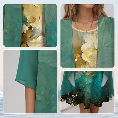 🔥👗Eleganckie dwuczęściowe sukienki szyfonowe w kwiaty