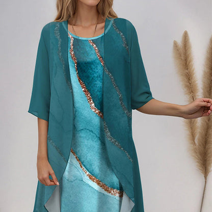 🔥👗Eleganckie dwuczęściowe sukienki szyfonowe w kwiaty