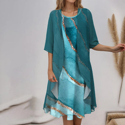 🔥👗Eleganckie dwuczęściowe sukienki szyfonowe w kwiaty