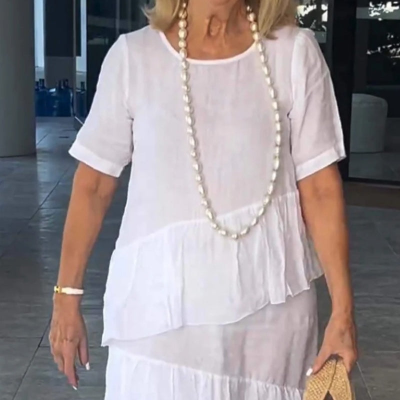 💖Damska sukienka plisowana z okrągłym dekoltem