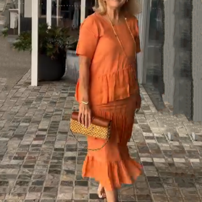 💖Damska sukienka plisowana z okrągłym dekoltem