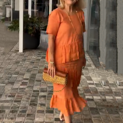 💖Damska sukienka plisowana z okrągłym dekoltem