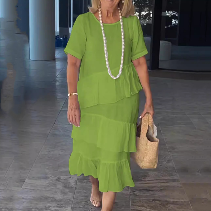 💖Damska sukienka plisowana z okrągłym dekoltem