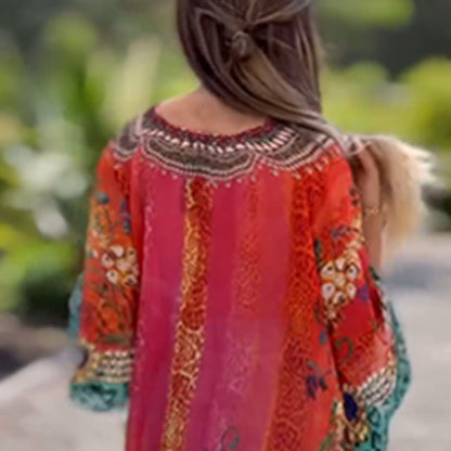 [S-5XL]🥰Czeska luźna asymetryczna sukienka z dekoltem V