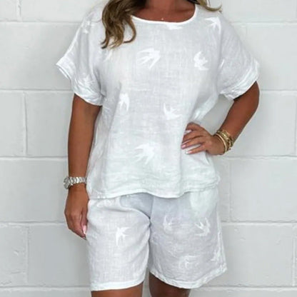 🌸 Luźny, drukowany, wygodny, krótki rękaw, garnitur【S-3XL】