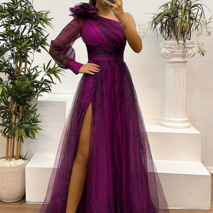 Damskie sukienki z nadrukiem na skośnych ramionach