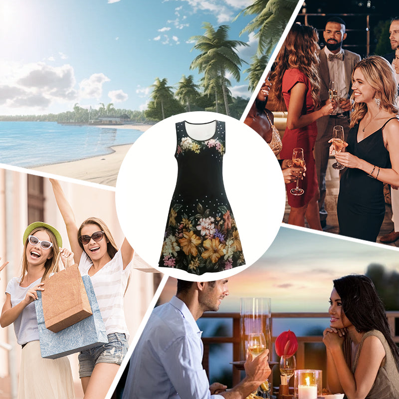 Damska letnia sukienka bez rękawów w kwiaty