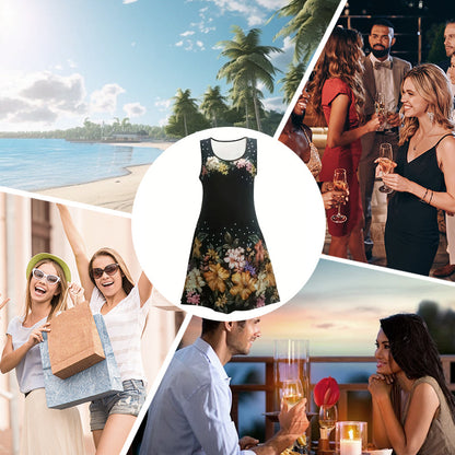 Damska letnia sukienka bez rękawów w kwiaty