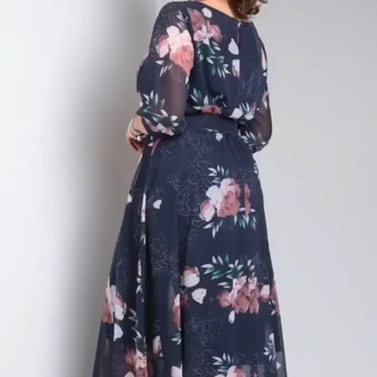 【S-4XL】🌺 Kwiecista sukienka z okrągłym dekoltem i paskiem