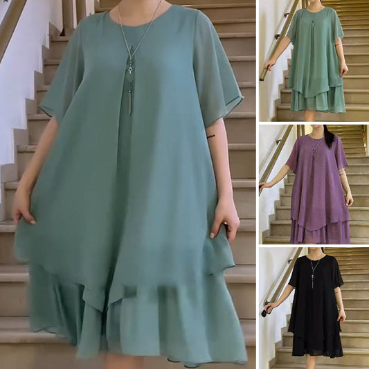 🔥👗 Luźna damska sukienka w jednolitym kolorze