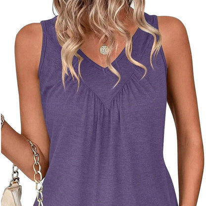 👚Damska koszulka bez rękawów z dekoltem w serek