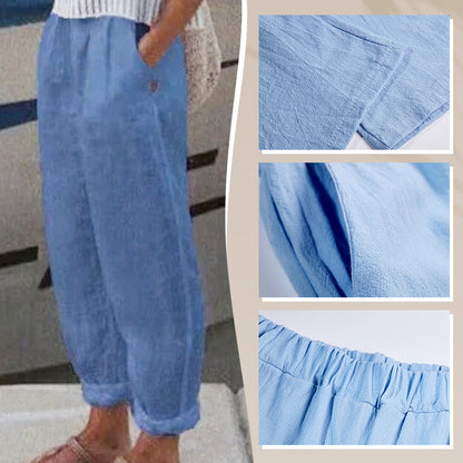 Oddychające Lniane Spodnie Casualowe