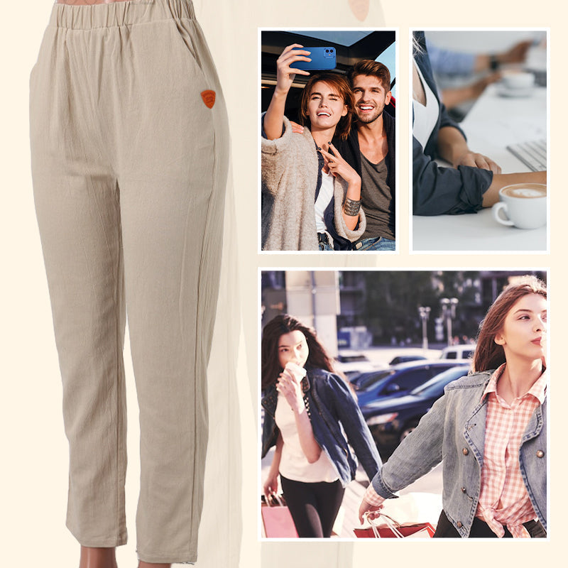 Oddychające Lniane Spodnie Casualowe