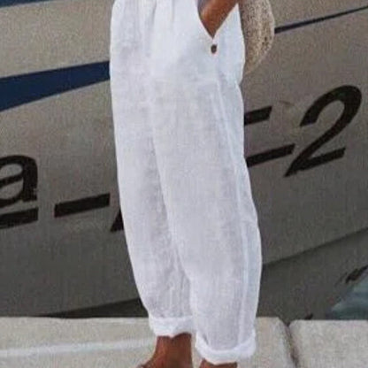 Oddychające Lniane Spodnie Casualowe