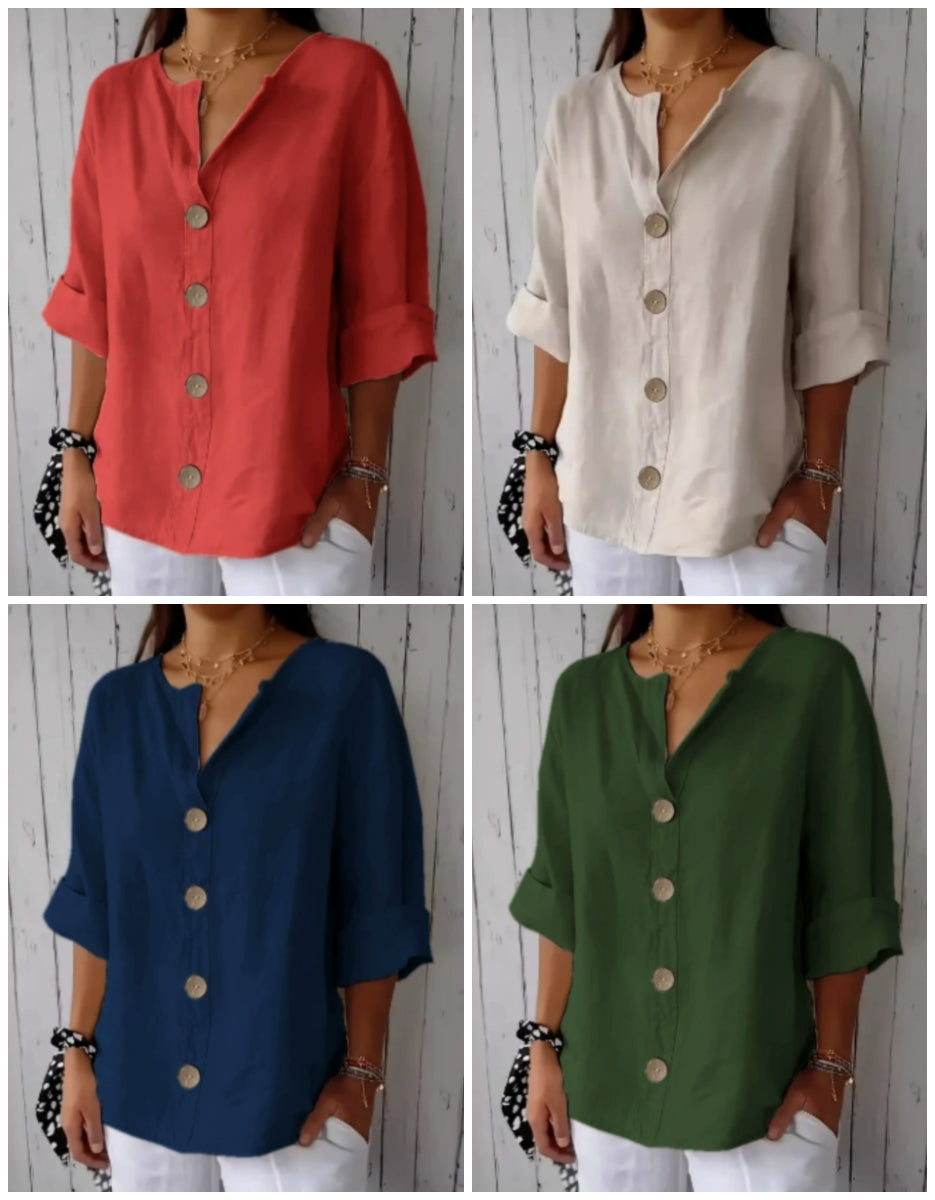 🔥Luźna bluzka damska zapinana na guziki