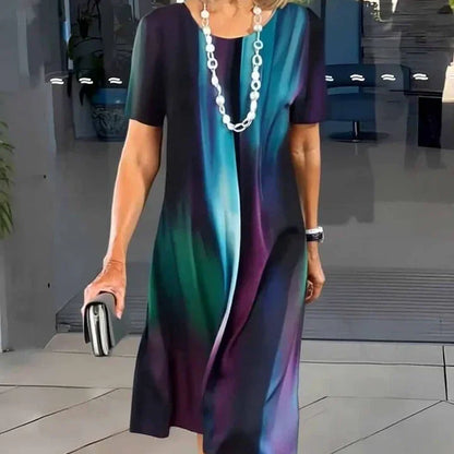 Sukienka plisowana damska w bloki kolorystyczne