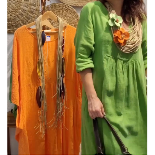 💖Limitowana wyprzedaż 20% ZNIŻKI💖Damska casualowa sukienka lniana z długim rękawem w stylu boho