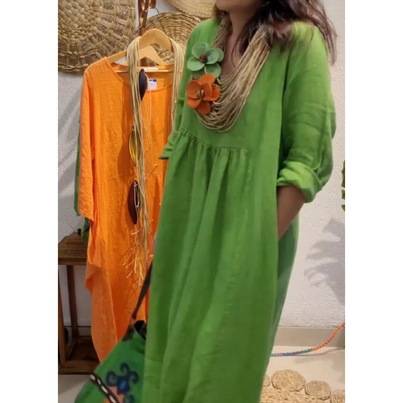 💖Limitowana wyprzedaż 20% ZNIŻKI💖Damska casualowa sukienka lniana z długim rękawem w stylu boho