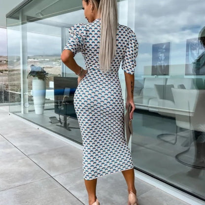 Damskie sukienki z krótkim rękawem i dekoltem w serek